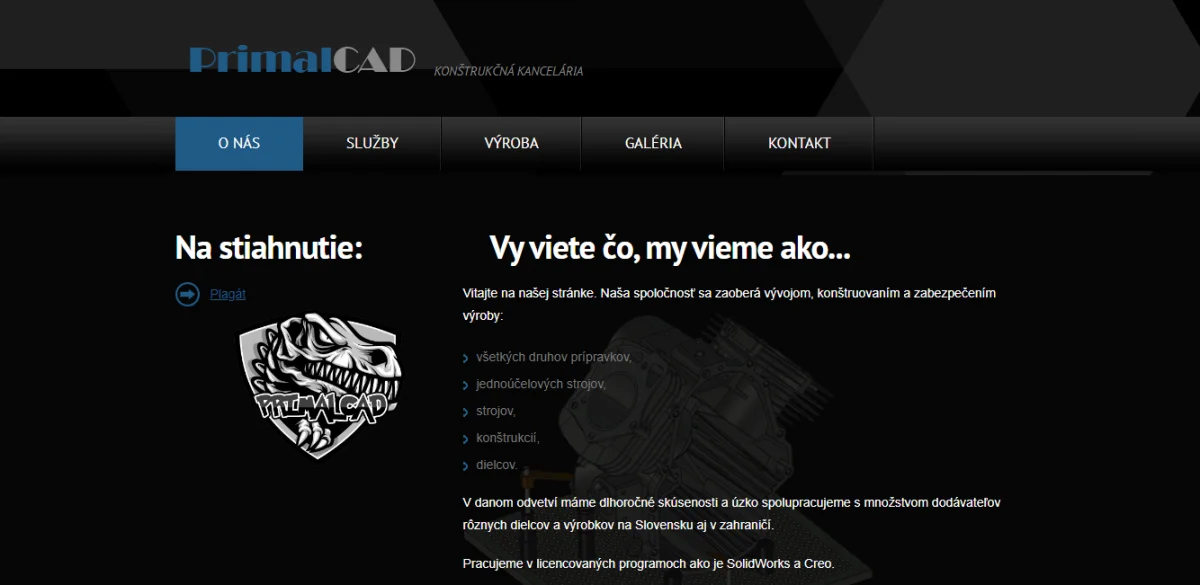 Konštrukčná kancelária PrimalCAD – web stránka